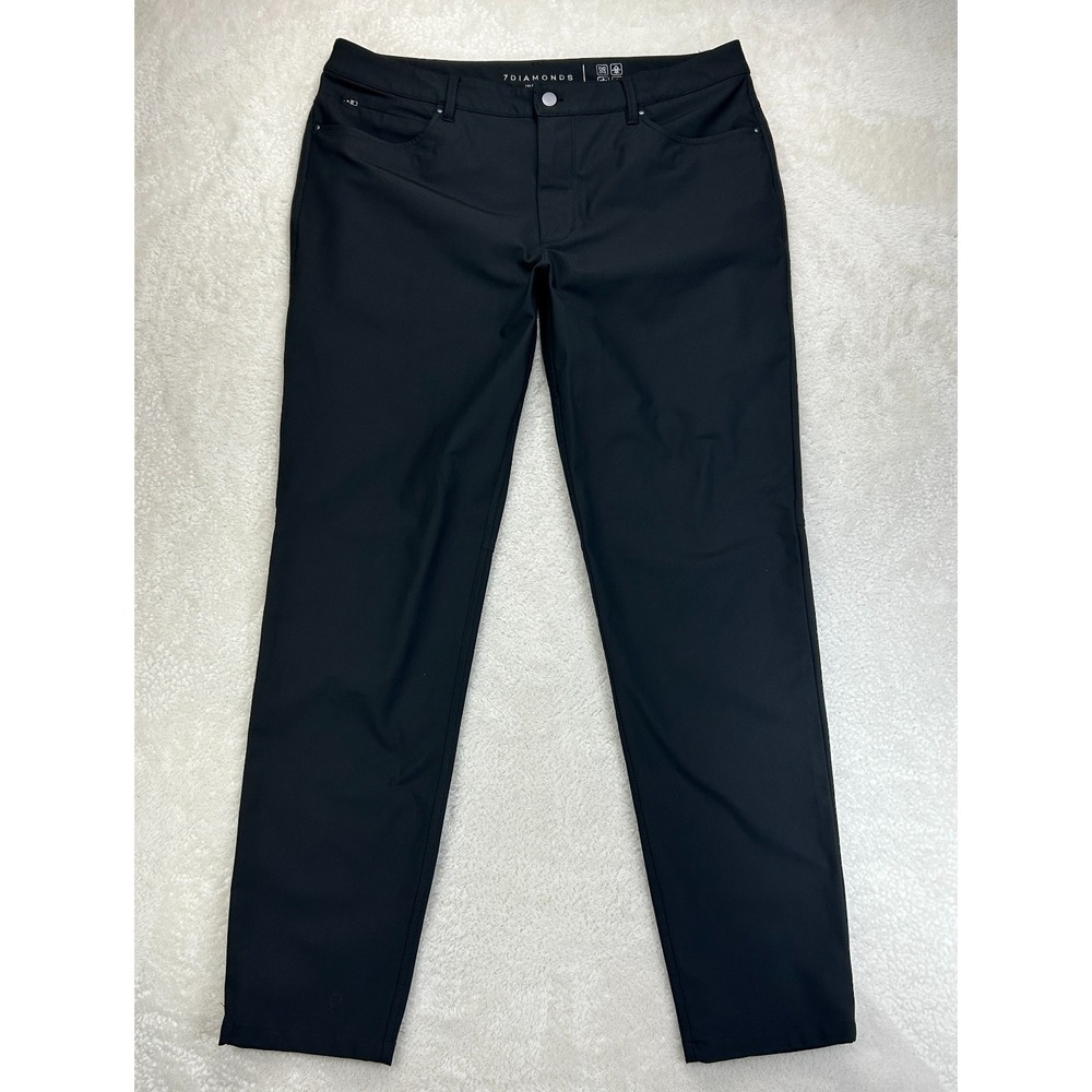7 Diamonds Infinity Performance Golf Pants Mens 36x32 Black Slim Fit Pockets